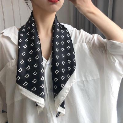 China Polyester 70cm Fashionable Women Scarf Faux Silk Multifunctional Printed Scarf for sale