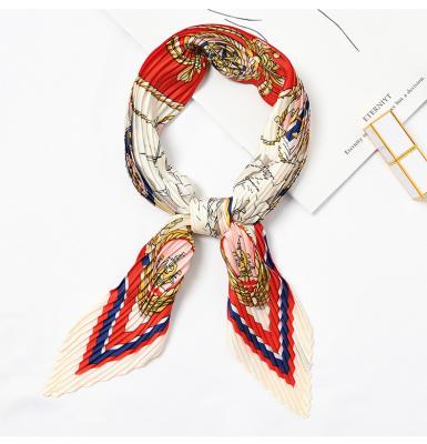 China High Quality Polyester Polyester Factory Wrinkle Pleated Small Pleated Scarf for sale