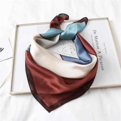 China 70x70cm Polyester Spring Summer Polyester Ladies Silk Neck Scarf Styles Airline Stewardess Scarves for sale