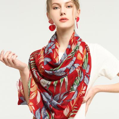 China SS22 Flower Pattern Viscose Soft Fabric Women's Viscous Viscous Scarf for sale