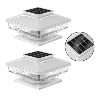 China Wholesale 2850K Waterproof Outdoor Garden Solar Panel Warn White Outdoor Lights Wall Mounted Solar Pillar Lamp for sale