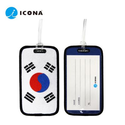 China ID tag for ICONA bag custom country flag embroidered ID color, design, etc. Rack Customized - Korea Flags for sale