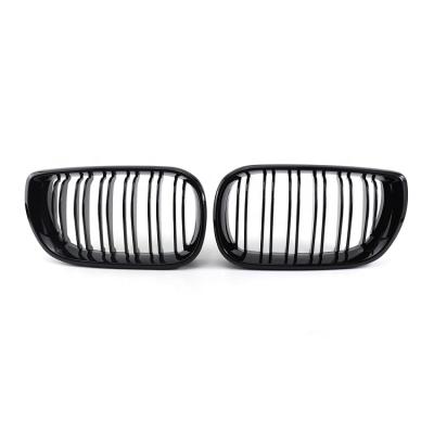 China ABS Plastic Double-Slat Front Grill LC Gloss Black 2 Upper Slats Grill For BMW 3 Series E46 320 325 330 4D 2002 2003 2004 for sale