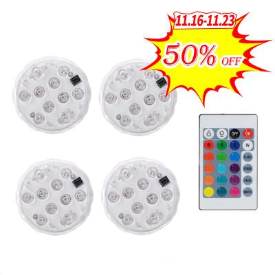 China Indoor Remote Control Light Aquarium Decoration Festival Lamp 16 RGB Bottom Colorful Pool Button Lamp Led Submersible Lamp for sale