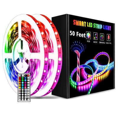 China Smart LANDSCAPE Music Sensing Smart Waterproof IR Remote Control RGB Led Strip 5050 5m 12v Lightweight For Outdoor for sale