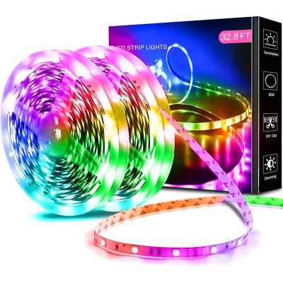 China Hot Sale 5m 10m LANDSCAPE Smd5050 RGB Color Changing 44key Ip65 Ip67 Ip68 RGB Remote Control Waterproof Led Strip Light Kit for sale