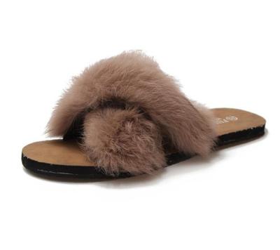 China 2021 New Arrival Spring Summer Indoor Furry Warm Furry Sexy Unique Soft Modern Breathable Cross Sandals And Slippers For Women Girls for sale