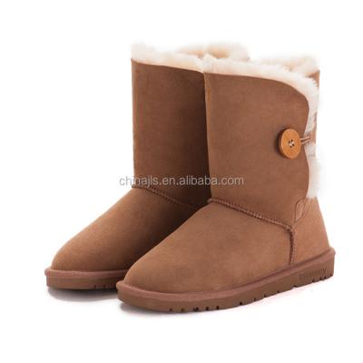 China Wholesale Price Waterproof Classic Design Medium Tube Sheepskin Snow Boots For Women Button Up Winter Shoes Boots for sale