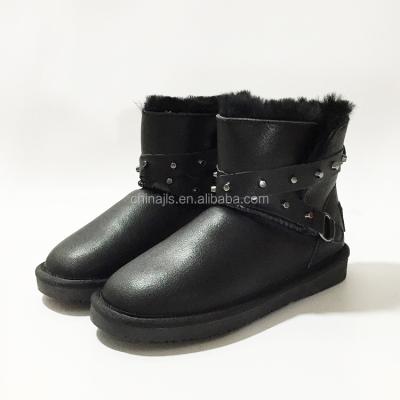 China Real Cow Suede Wool Anti-Slippery Snow Boots Shoes For Women for sale