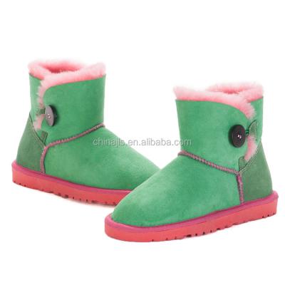 China New arrival new arrival sheepskin waterproof bright color colorful woolen women's durable snow boots winter snow boots for sale