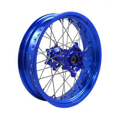 China MOTORCROSS PART JS Racing Parts 17 Inch Blue Color Supermoto Wheels With Blue Rims And Hubs for sale