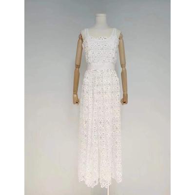 China A6209 Wholesale Anti-Static Summer Styles Sleeveless White Plus Size Lace Long Ladies Dress for sale