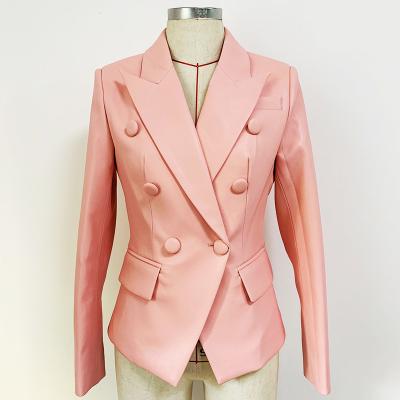 China 2022 Wholesale Anti-wrinkle A6280 Office Wear Synthetic Leather Fashion Blazers Ladies Women Slim Designer Coat for sale