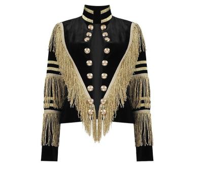 China wholesale A2745 Black Ladies Anti-Wrinkle Fashion Velvet Tassel Short Length Jacket Top for sale