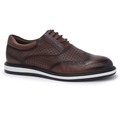 China Custom Style Anti-odor Gentleman Footwear Brown Brock Logo Men's Genuine Leather Casual Shoes for sale