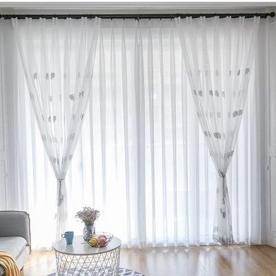 China Blackout Curtain Textiles Embroidery Window Curtains White Living Room for sale