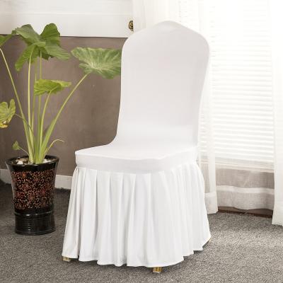 China Plain Bank Ruffled Skirt Spandex Chair Cover for sale