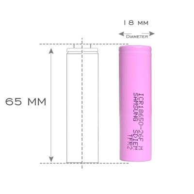 China Samsung 26F 18650 lithium ion battery high drain  vape Battery for sale