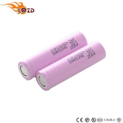 China 100% original 18650 battery 3.7v 2600mah icr18650 26f lithium ion battery cell for samsung for sale