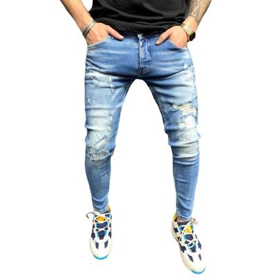 China Pencil Pants Wholesales Custom Mens Jeans Stretch Denim Distressed Skinny Black Jeans For Men Mens Jeans for sale