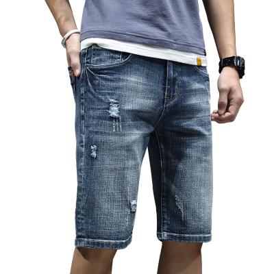 China New Blue Skinny Shorts Models Ripped Denim Men's Street Wear Men's Jeans Viable Casual Jeans Men's Jeans for sale