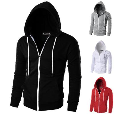 China Zipper Fashion White Sweatshirts Casual Wear Hot Selling Solid Color- Plus Size Men's Hoodies and Sweatshirts for sale