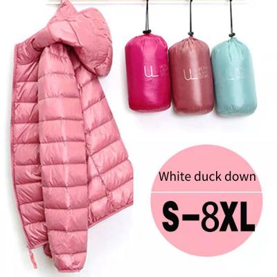 China Autumn And Winter New Light 2022 viable down jacket women's hooded plus size thin coat wholesale for sale