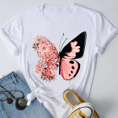 China Other Design Wholesale New Summer T-shirt Irregular Color Printing Around The Neck Women's T-shirt for sale