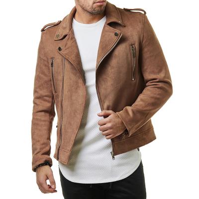 China Breathable zipper up suede leather turn down collar mens coats high quality clothing stocklots men for sale