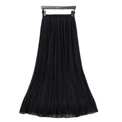 China Women's skirts high price elastic belt high quality clothing supplier long breathable chiffon pleated skirt OEM and ODM factory for sale