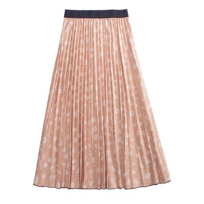 China A Breathable Shape Elastic Waistband Midi Length Women Floral Pleated Skirt Directly From Apparel Manufacturer In China for sale