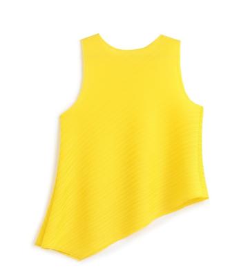 China Anti-wrinkle new fashion latest sleeveless miyake pleated tops asymmetrical edge women's fashion wear for sale