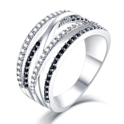 China Trendy TL-440 S925 Sterling Silver Cubic Zirconia Finger Knuckle Spinner Women Wedding Band Rings for sale