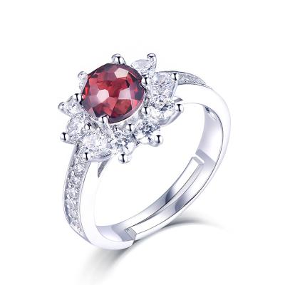 China New Fashion TL-B016 Design Mozambique Garnet 925 Arrived FASHIONABLE Sterling Silver Gemstone Women's Engagement and Wedding Rings for sale