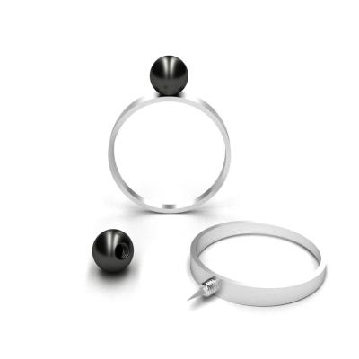 China Simplicity SS-df-04 TRENDY Security Polished Stainless Steel Mens Black Ball Self Defense Rings for sale