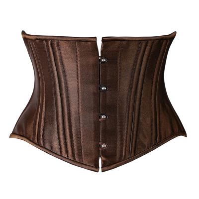 China Breathable Waist Trainer Bone Satin Cotton Short Fitness Steel Corset Vintage for sale