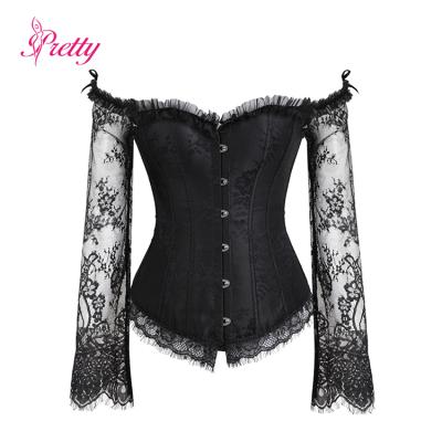 China Trim Breathable Gauze Lace Long Sleeve Corset Body Slimming Cincher Shapewear Women for sale