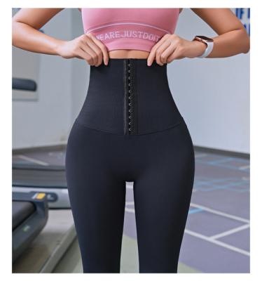 China 2021 Seamless Yoga Sports Pants Waist Trainer Corset Leggings Butt Leggings Breathable High Waist Gaiters for sale