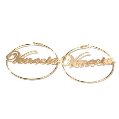 China Factory Drop Shipping CLASSIC Jewelry With Circle Letter Design Gold Plated Big Buckle Custom Korean Earrings for sale