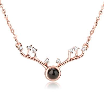 China Icool Durable Deer Customized Projection Photo Necklace New Arrival Crystal Stone Necklace Wholesale Initial Necklace for sale