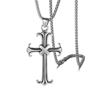 China 2022 Fashion Sword Necklace Durable Personalized Hip Hop Cross Necklace Stainless Steel Necklaces Trendy Beads for sale