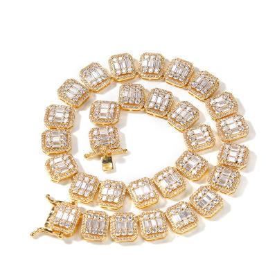 China Factory Fashion DIY Iced Out Stainless Steel Wide Bracelet Diamond Tennies Clasps Franco Cuban Gold Colored Chains For Hitter for sale