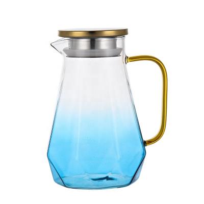 China Diamond Design Stylish Sustainable Glass Water Pitcher with Handle, High Durability Glass Carafe for Ice Tea Maker, Beverage 1500ml 1800ml for sale