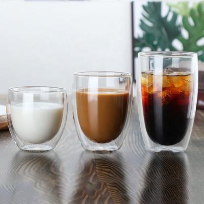 China Wholesale Viable High Borosilicate Double Wall Cup Coffee Milk Juice Glass Cup 80ml/250ml/350ml/450ml/630ml for sale