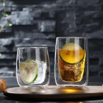 China Sustainable Wholesale Customized Large Borosilicate 375ml Transparent Logo Insulated Double Wall Glass Mug for sale