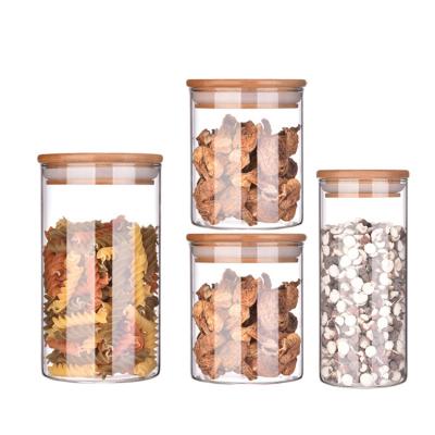 China 12 Pieces Sustainable Glass Spice With Bamboo Lids Set 250ml Tall Airtight Glass Jar Borosilical 250ml for sale