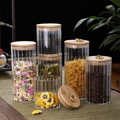 China 80ml 100ml 120ml 150ml 1600ml Glass Mini Spice Jar Eco-friendly Empty Sustainable Clear Storage With Bamboo Cork Lid for sale