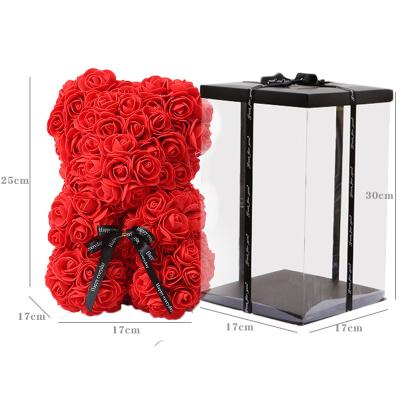 China Hot Valentine Christmas Gift Package Box 30cm Rose Bear Pearl Bear Gift Amazon Artificial Flower Wholesale Valentine's Day Gift Sale for sale