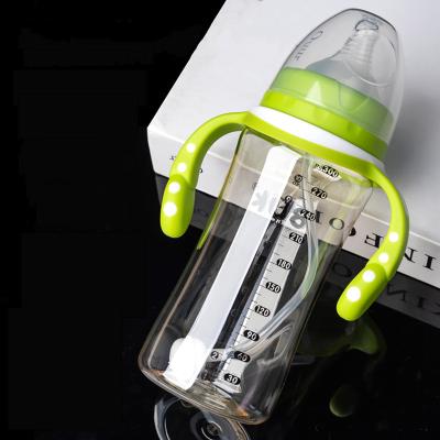 China BPA Free Silicone Drinking Wide Mouth Water Suction Cup Milk Straw Baby Feeding Bottle With Leakproof Handle for sale