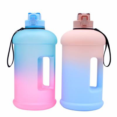 China Factory Sustainable Supply Custom Logo 1.3l 2.2l 3.8l 1gallon Petg Tritan Gym Water Bottle With New Nylon Strap for sale